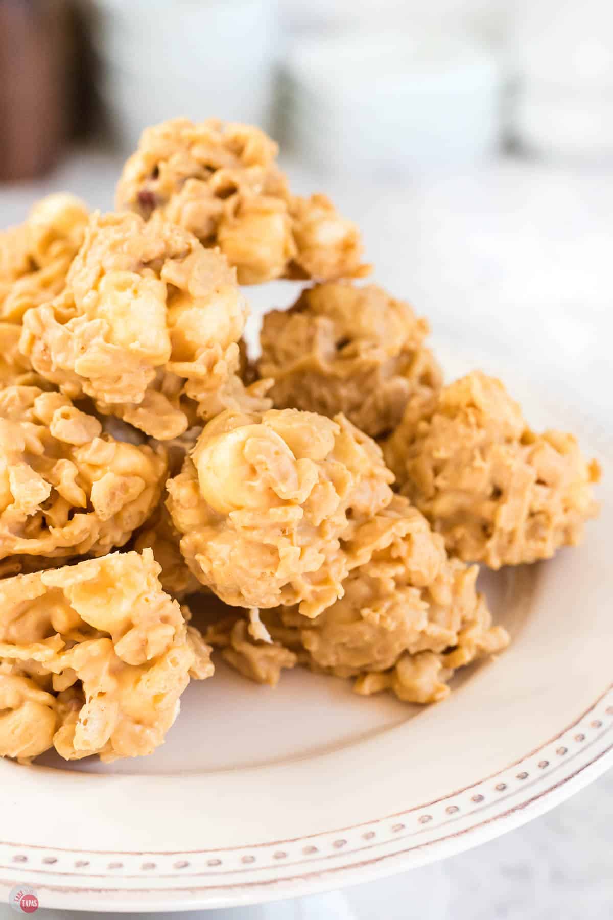 stack of cookies on a white tray