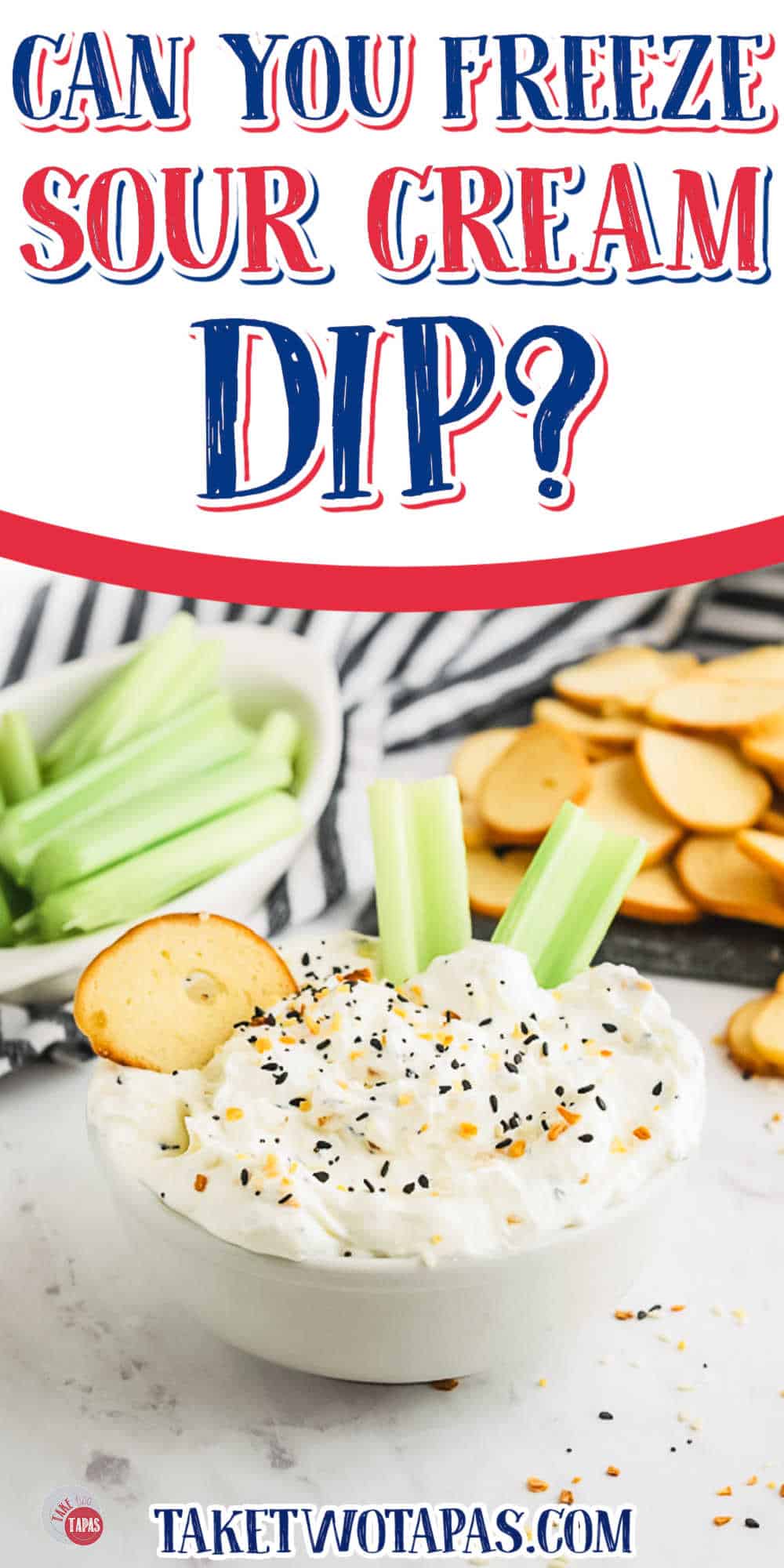 bowl of dip with celery and bagel chips