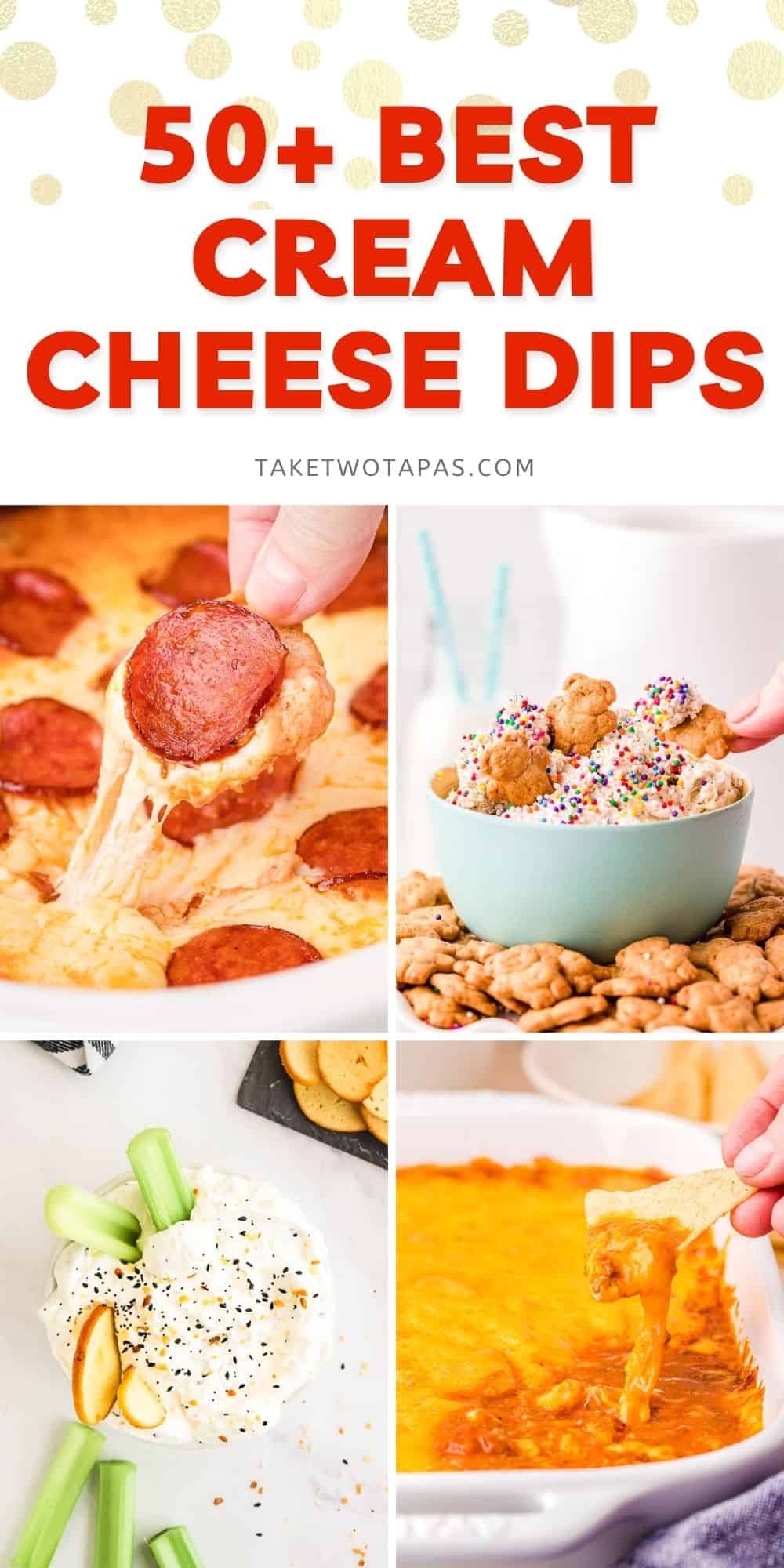 cream cheese dips collage for pinterest pin image