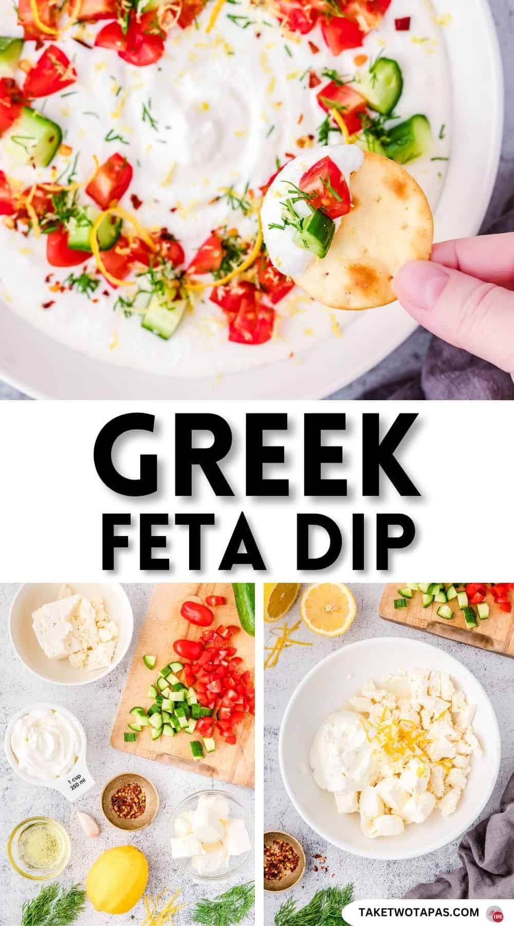 Pinterest pin image for greek feta dip recipe
