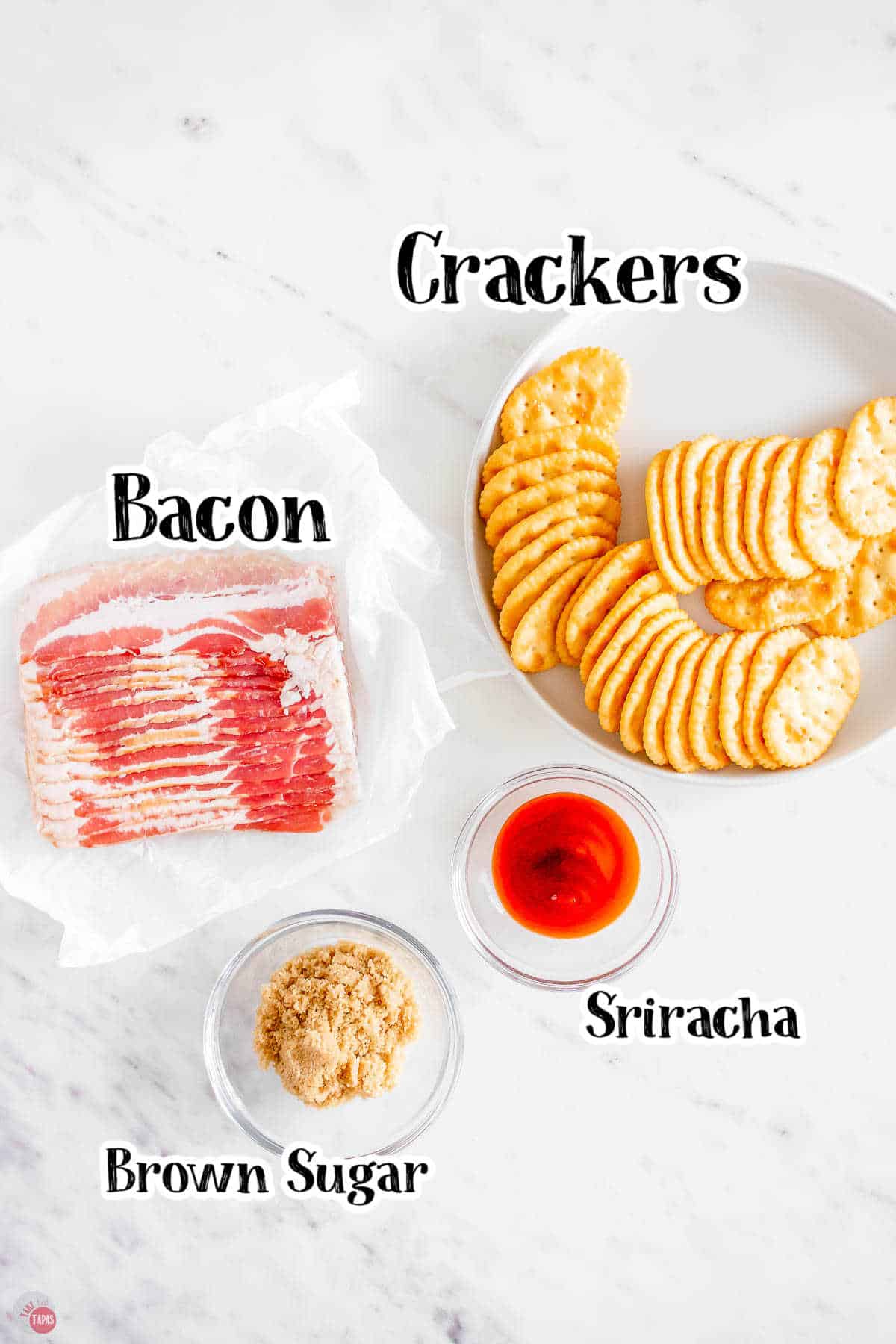 basic ingredients needed for candied bacon crackers