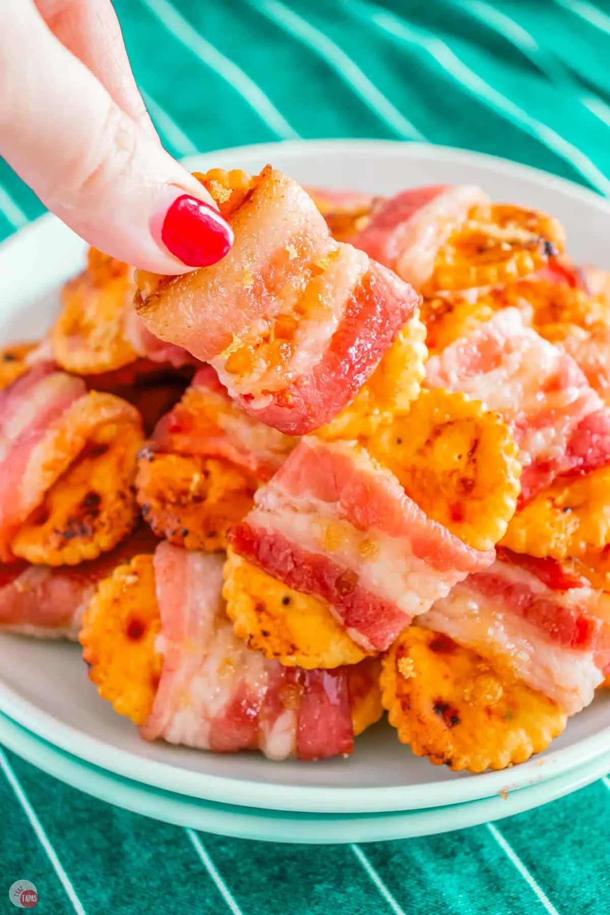 plate of bacon crackers