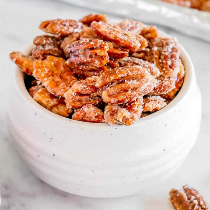 bowl of candied pecans