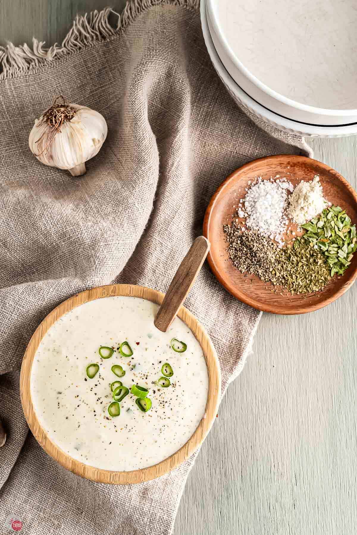 bowl of homemade ranch dressing