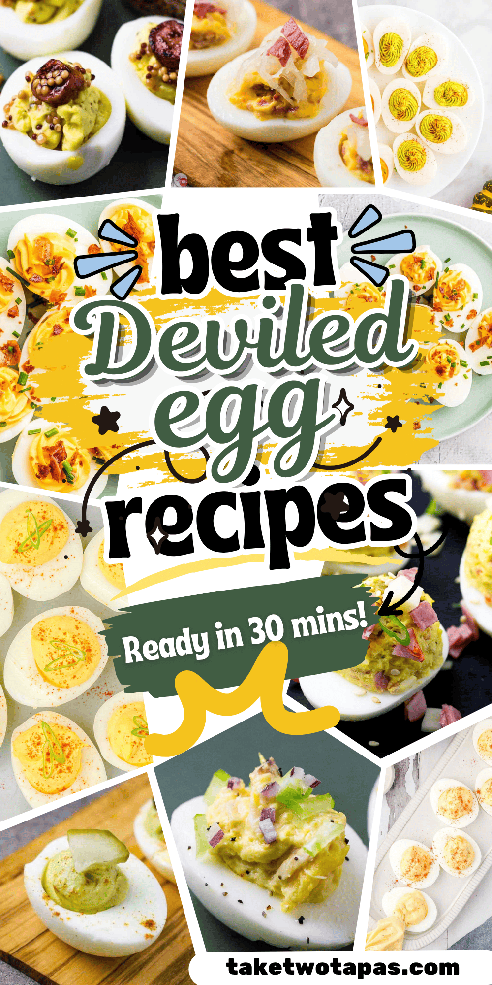 Pinterest pin image for a collection of deviled egg recipes