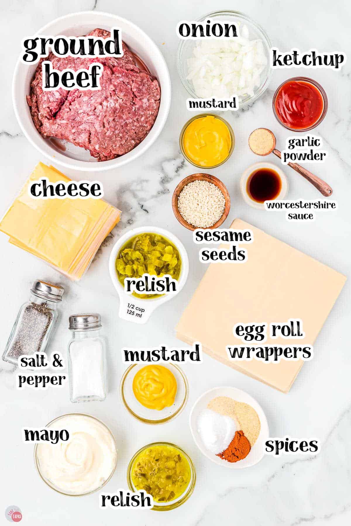 labeled picture of ingredients for skinny big mac sauce