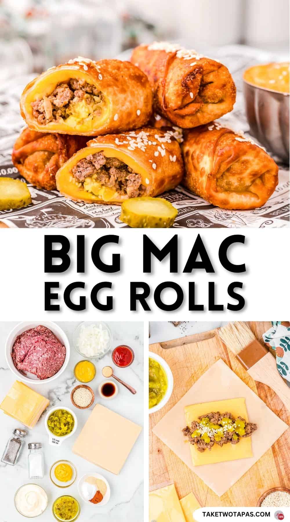 Pinterest pin image for big mac egg rolls