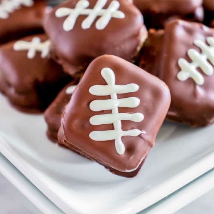 plate of football cookies