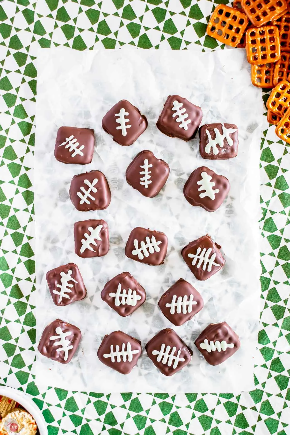 tray of cookies for football-themed party