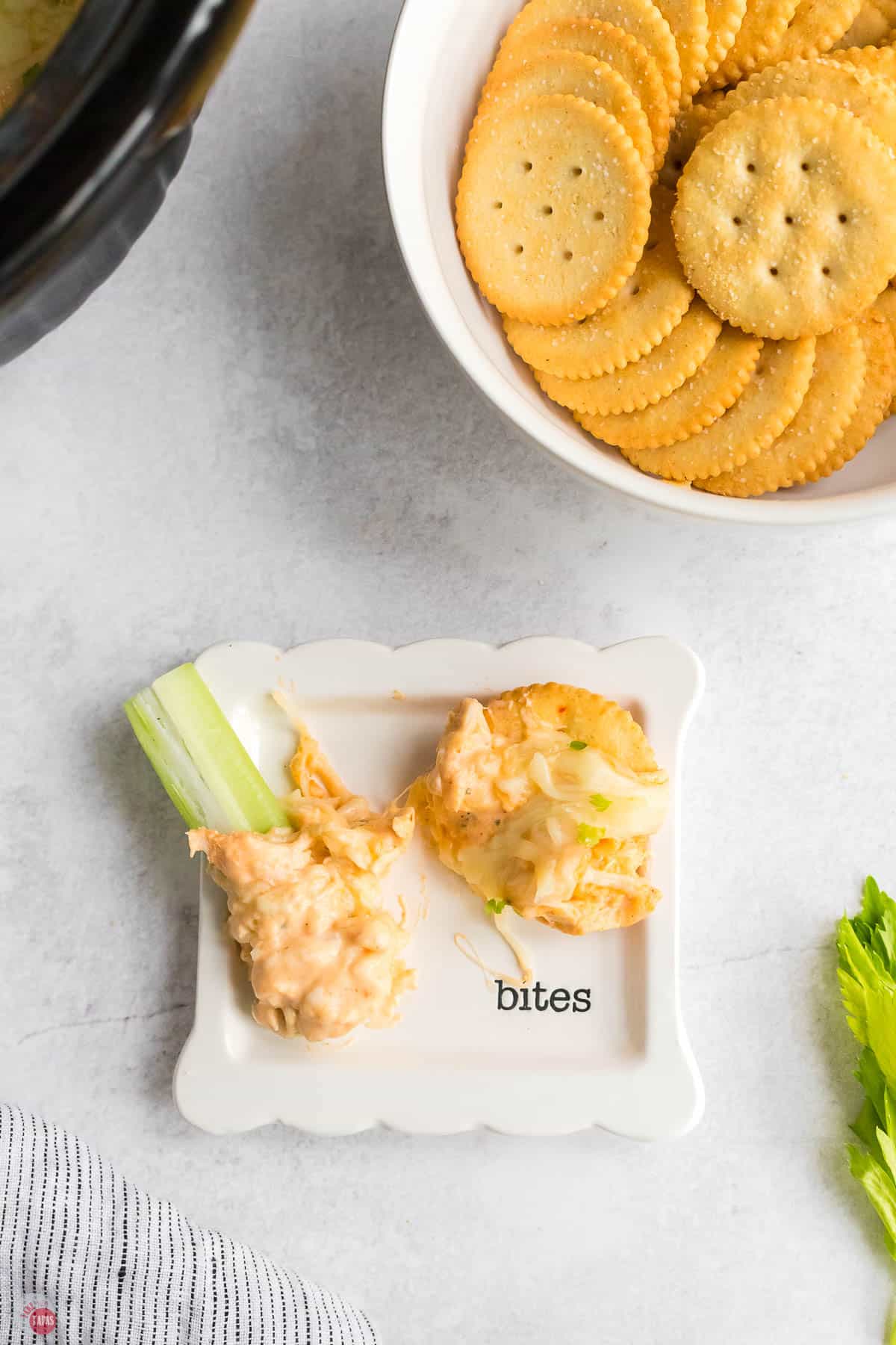 close up of buffalo chicken dip