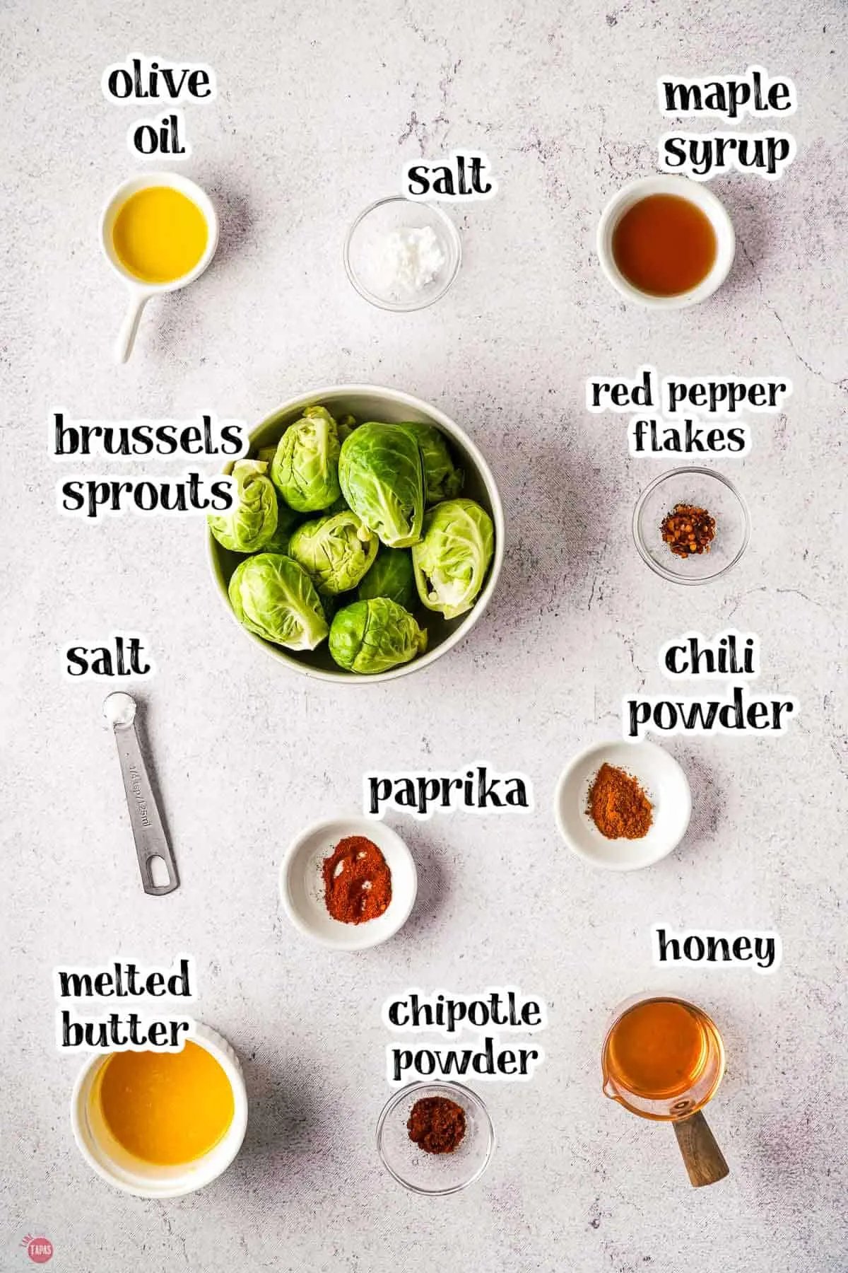 full list of ingredients for a roasted brussel sprout recipe
