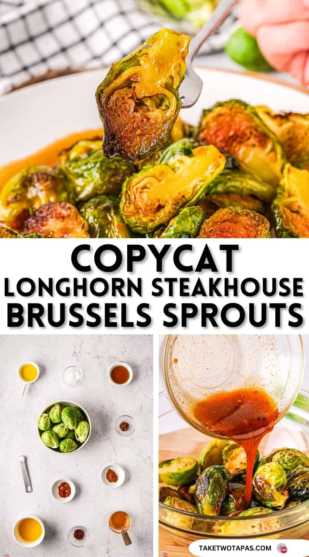pinterest pin image for Longhorn Steakhouse Brussels Sprouts