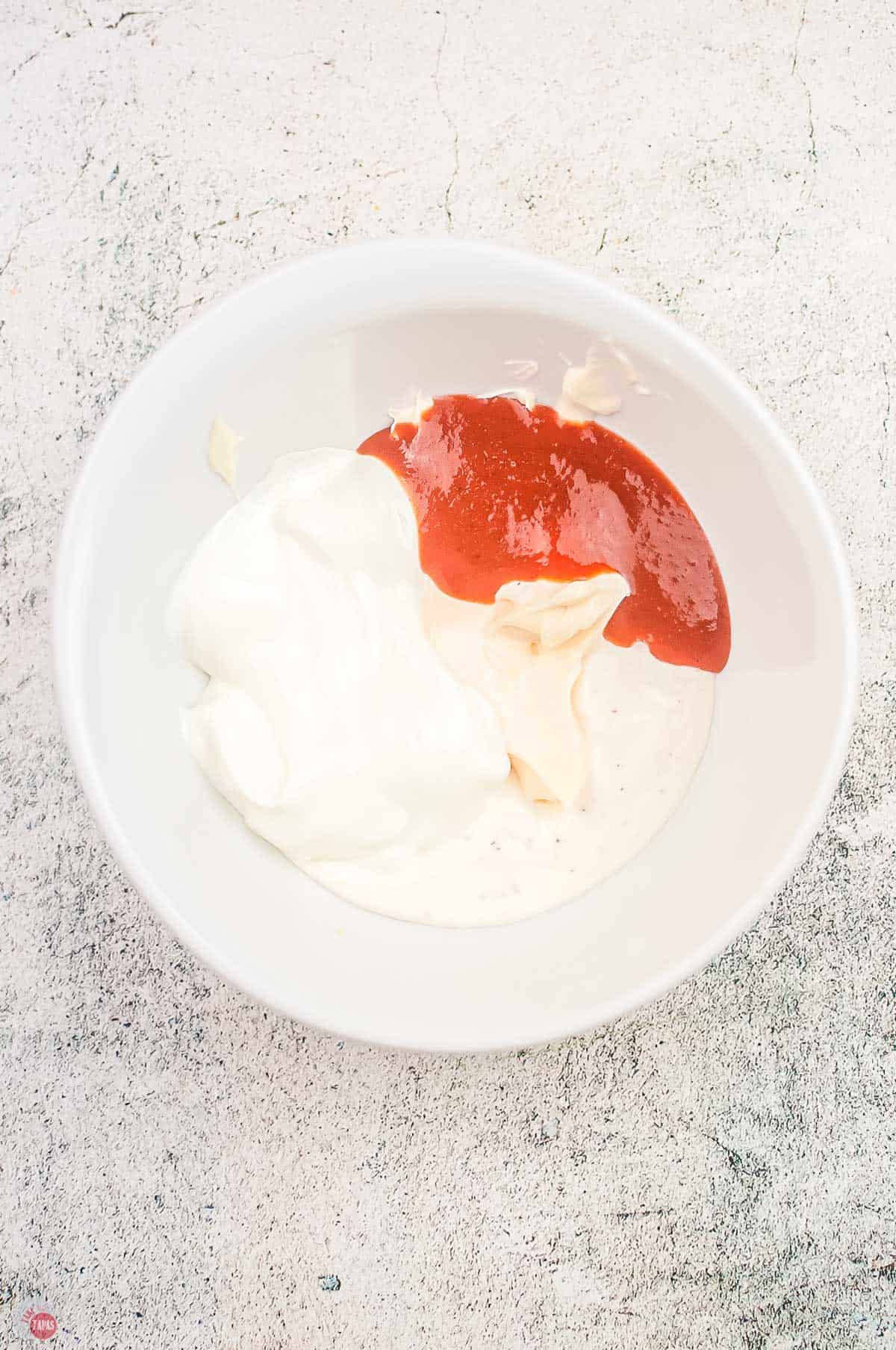 mayo and sour cream in a bowl