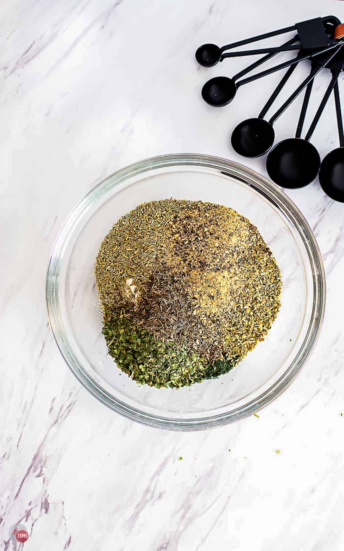 items from spice cabinet in a small bowl
