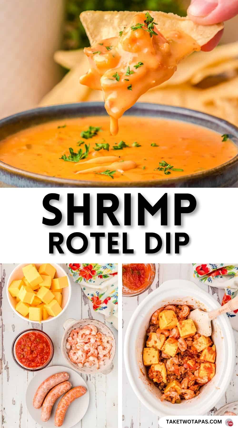 Pinterest pin image for shrimp rotel dip recipe