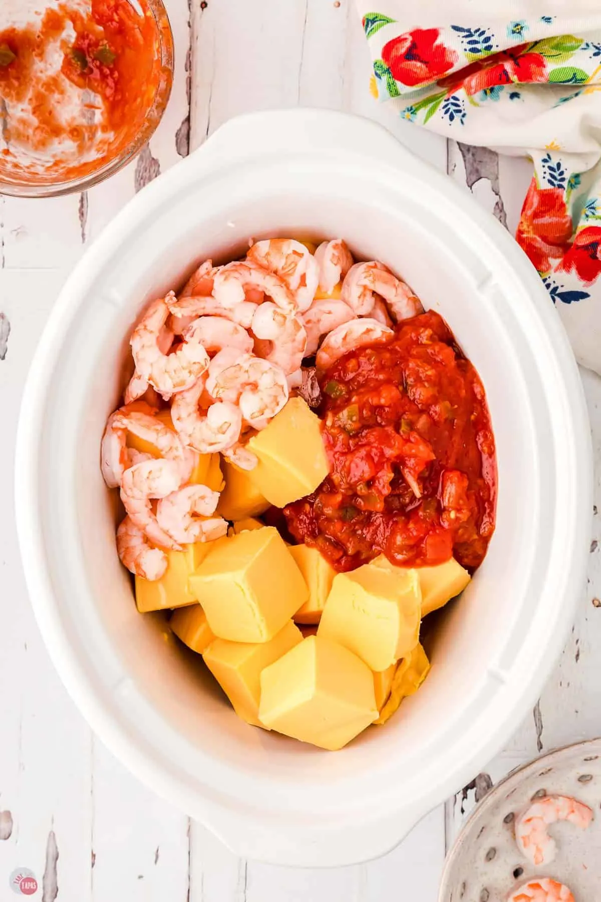 shrimp and velveeta in a slow cooker