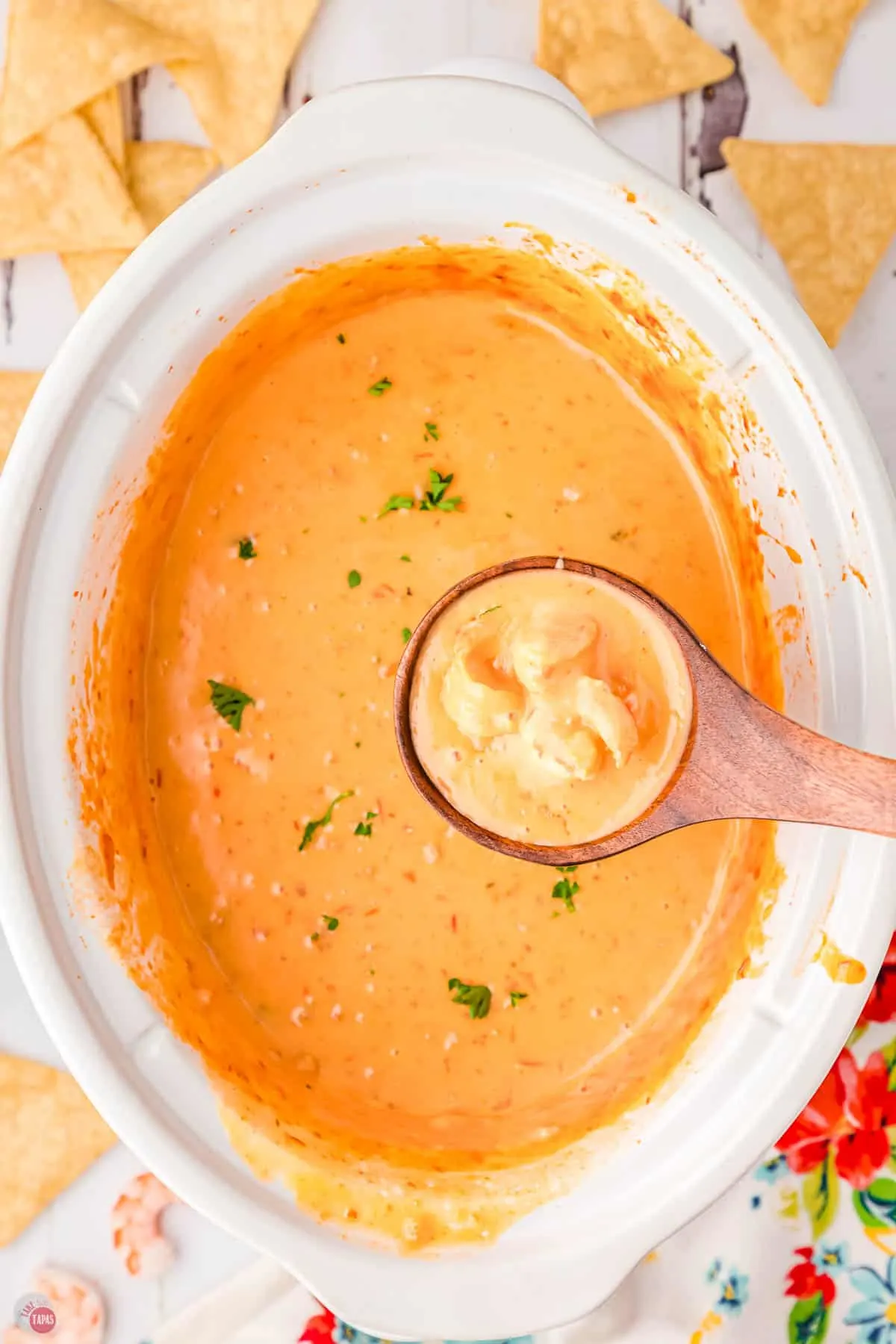 white bowl of shrimp rotel dip