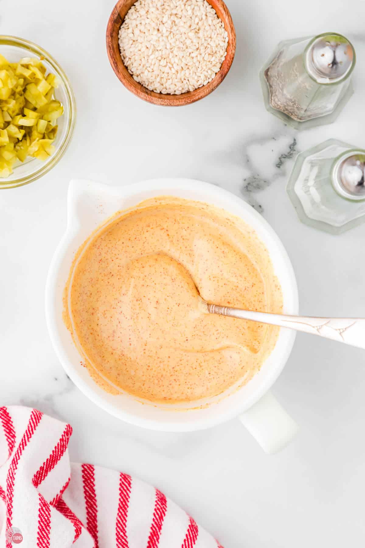 sauce in a large mixing bowl