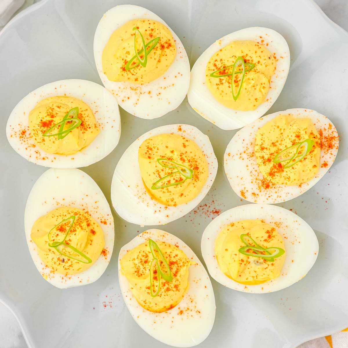 plate of classic deviled eggs