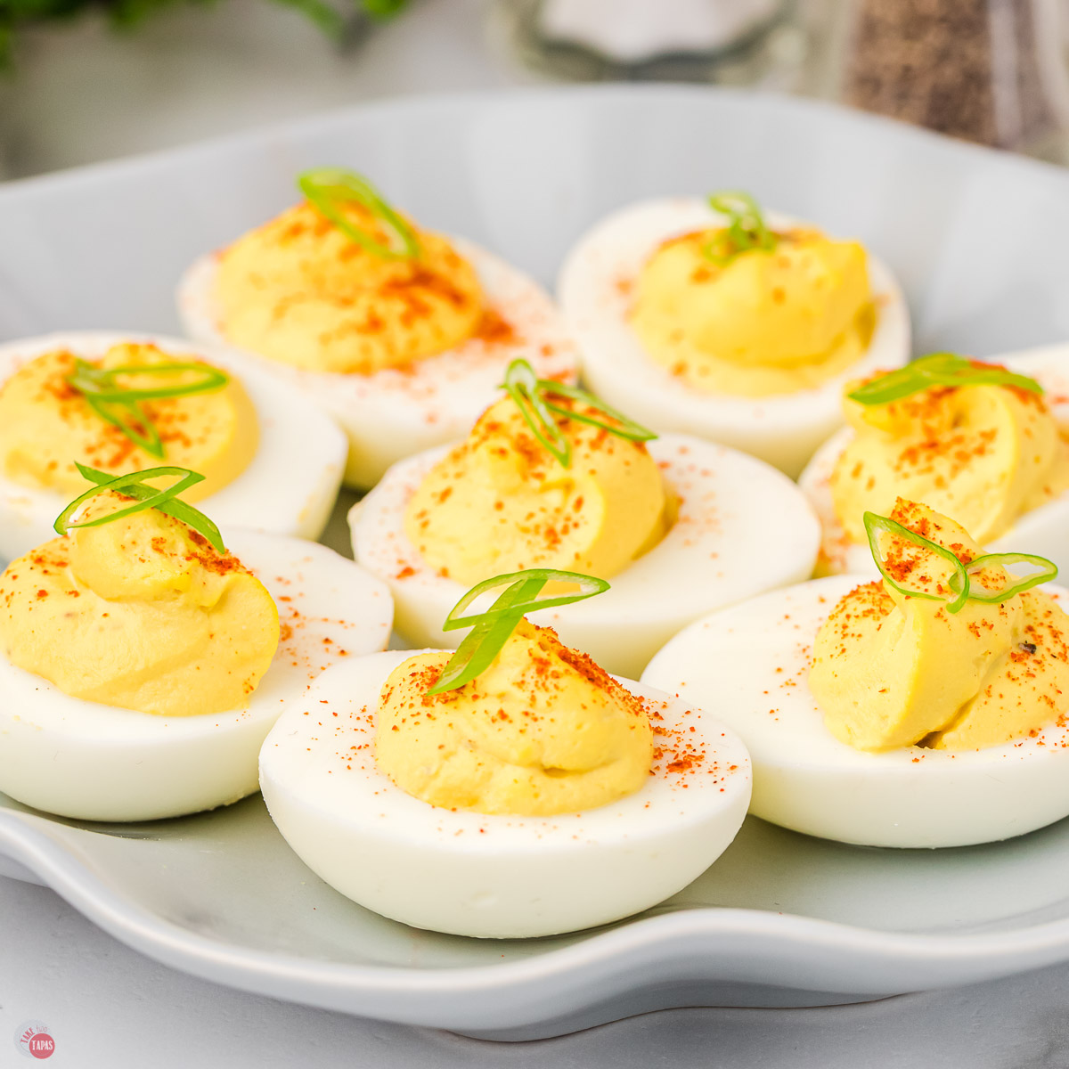 classic deviled eggs on a platter