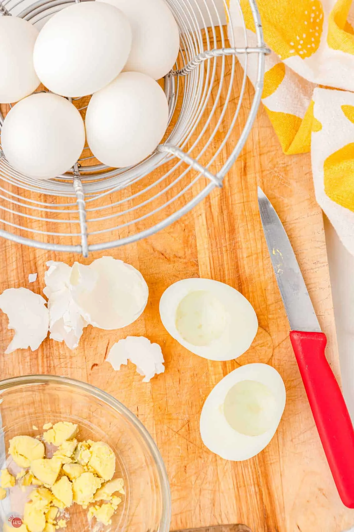 egg white halves cut in half