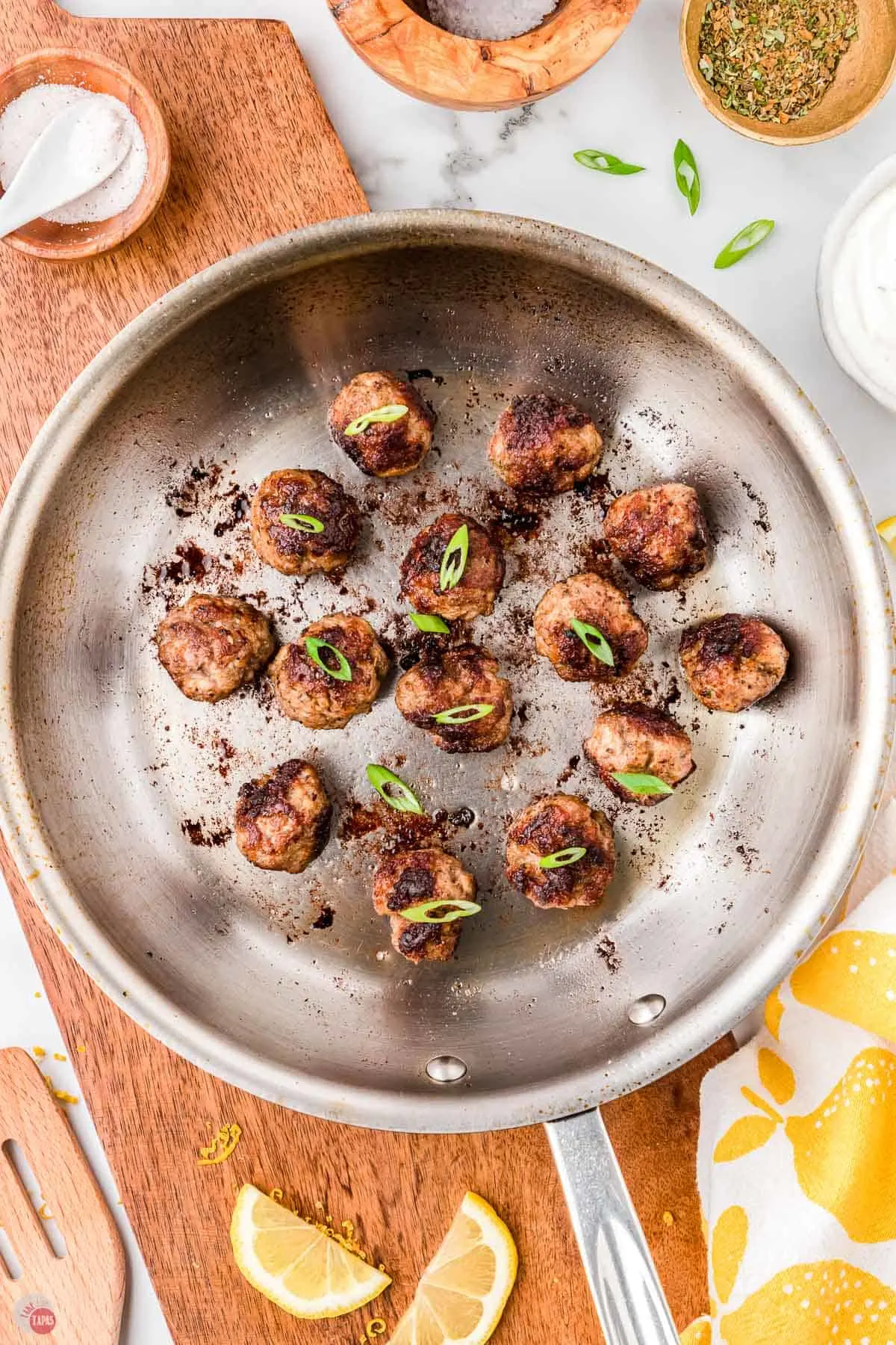 tender meatballs in a skillet over medium heat