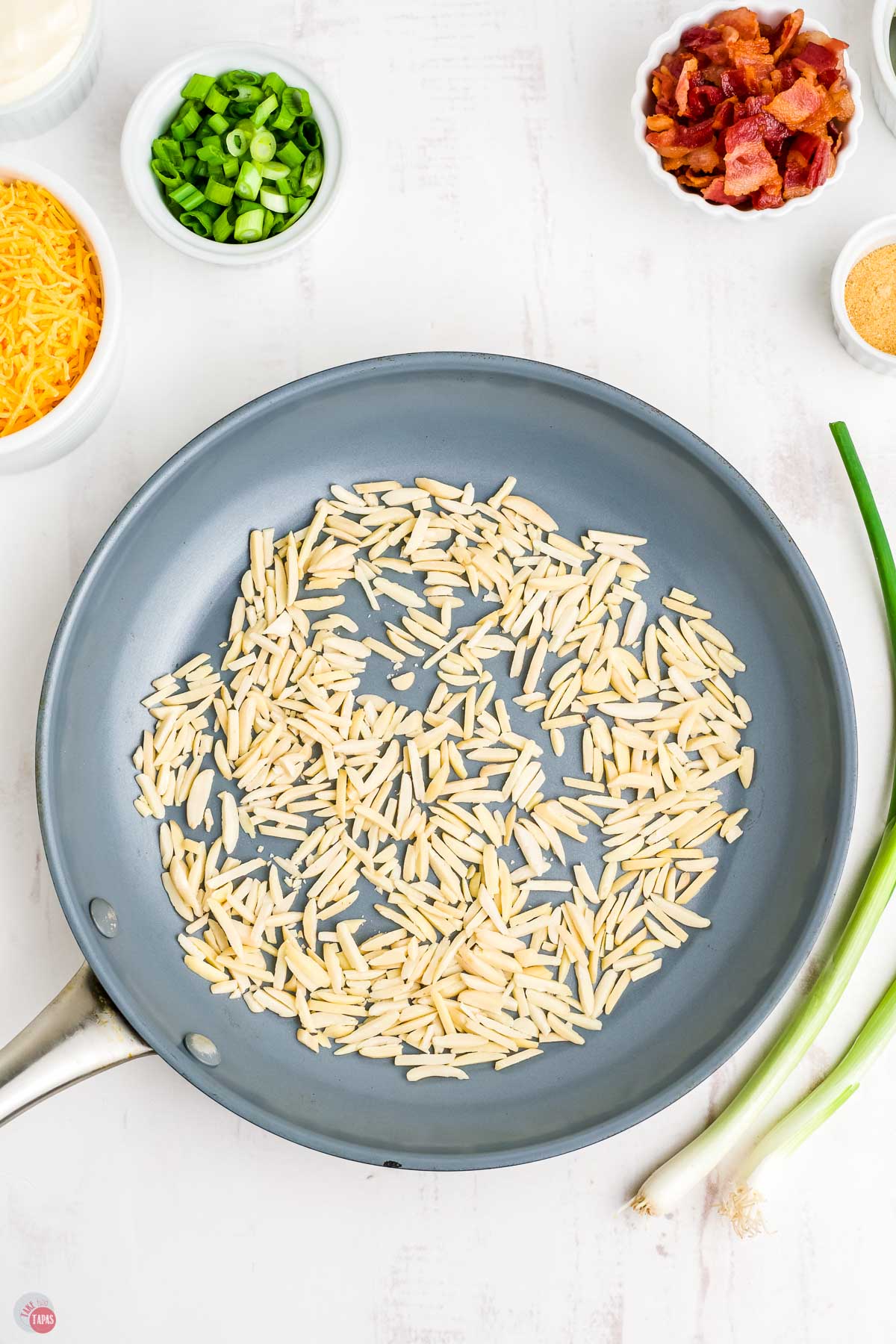 slivered almonds in a pan