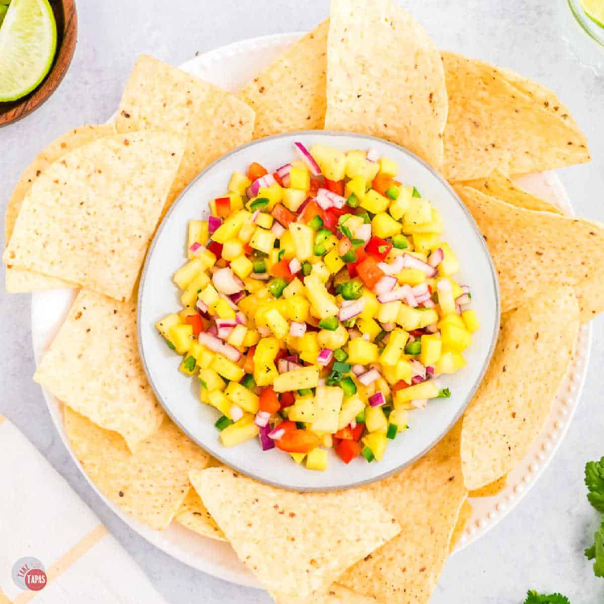 bowl of pineapple mango salsa