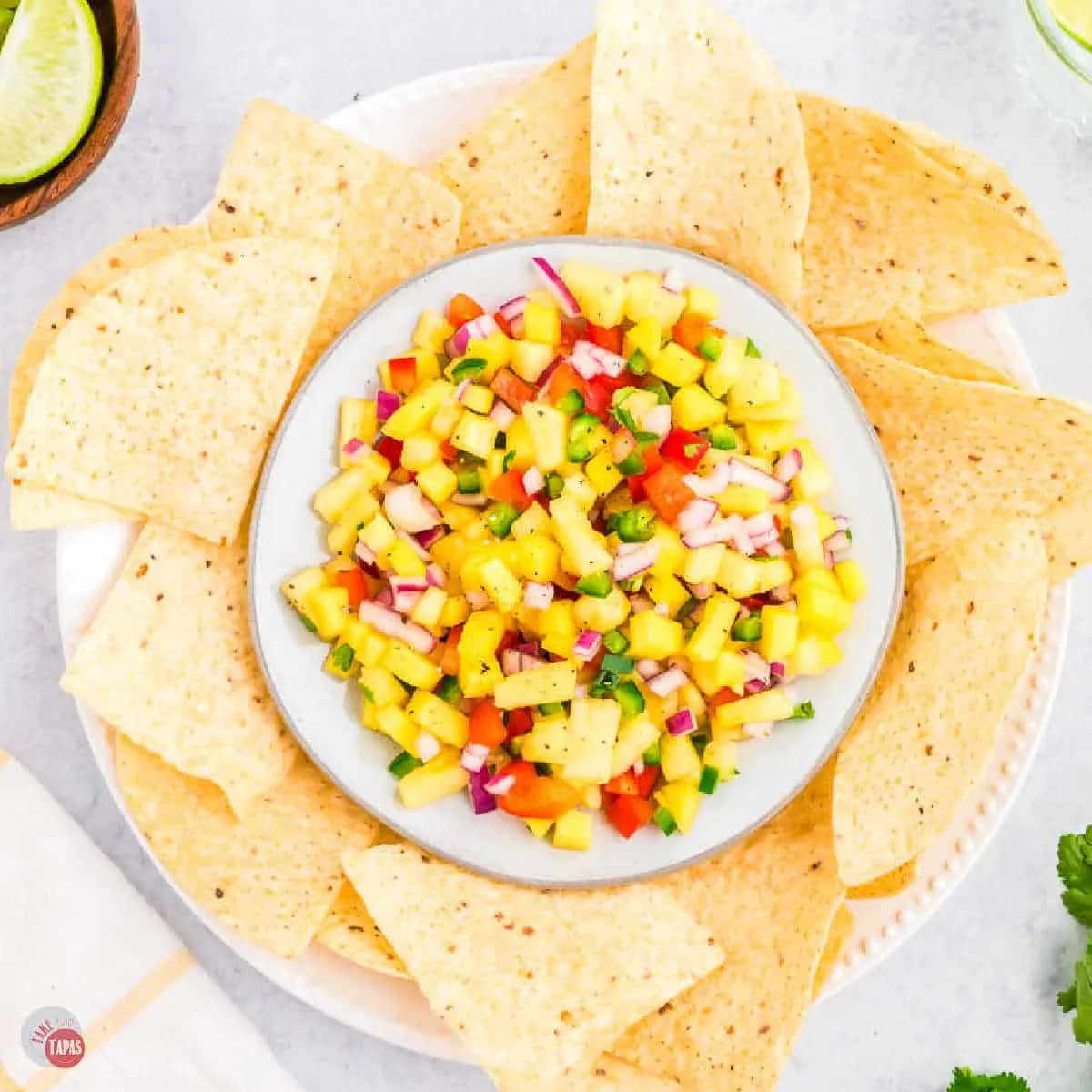 bowl of pineapple mango salsa