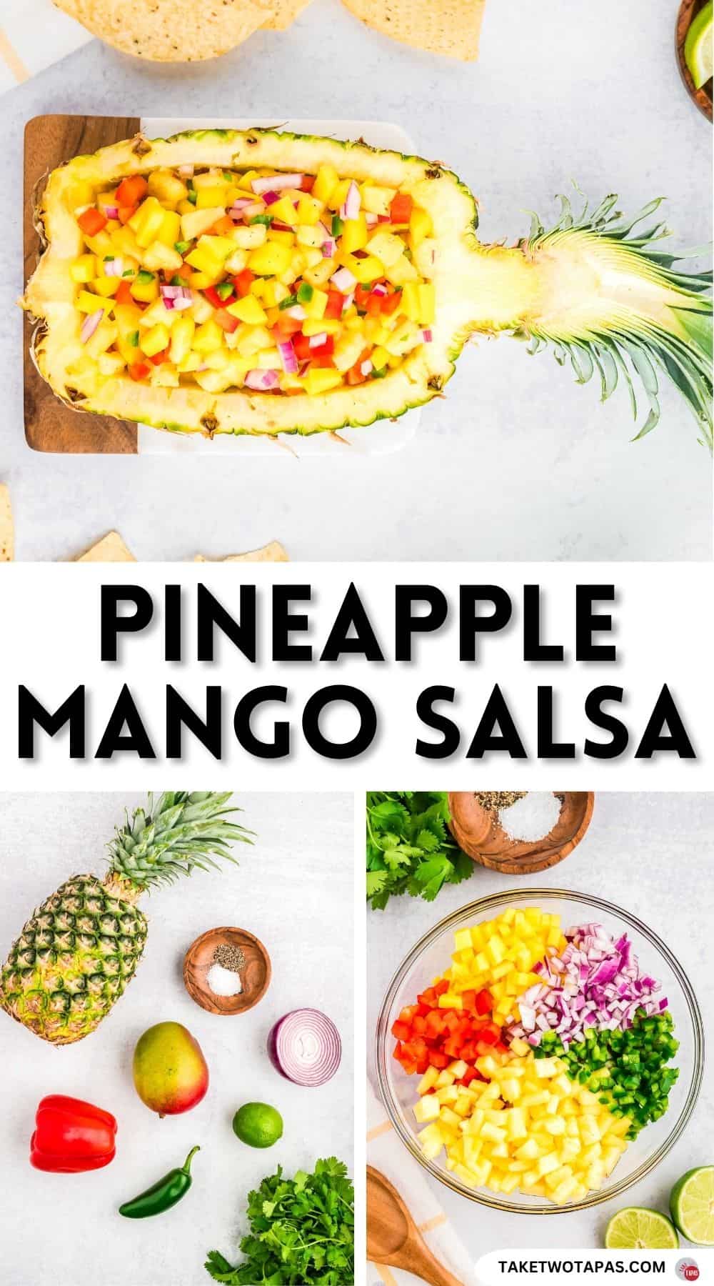 Pinterest pin image for pineapple mango salsa