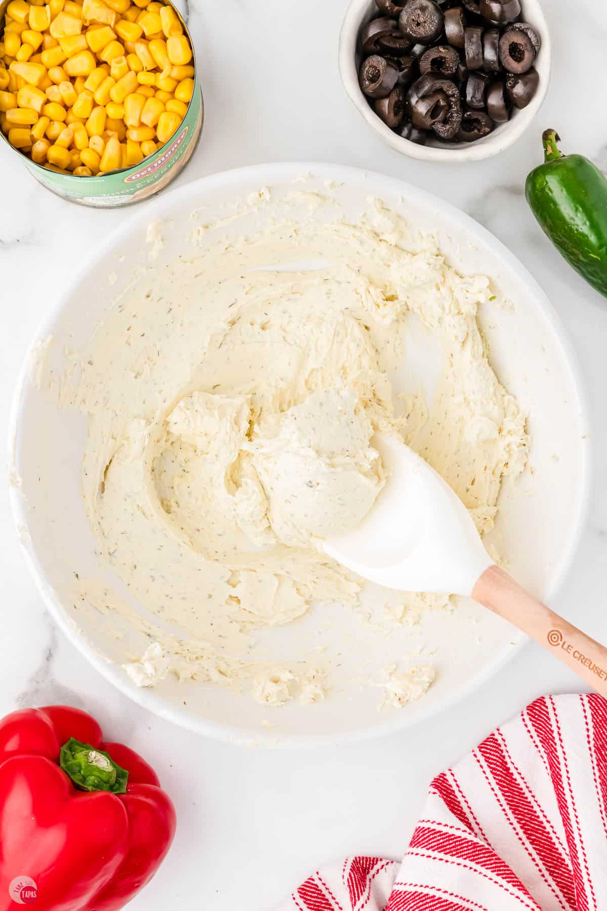 ranch seasoning and cream cheese in a bowl