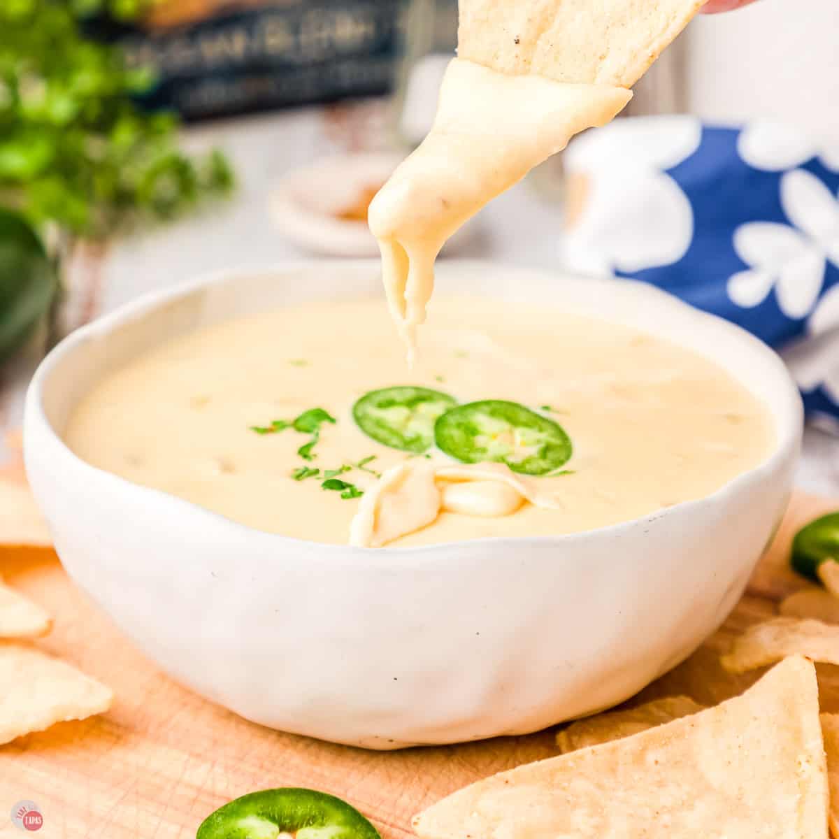 bowl of queso blanco dip