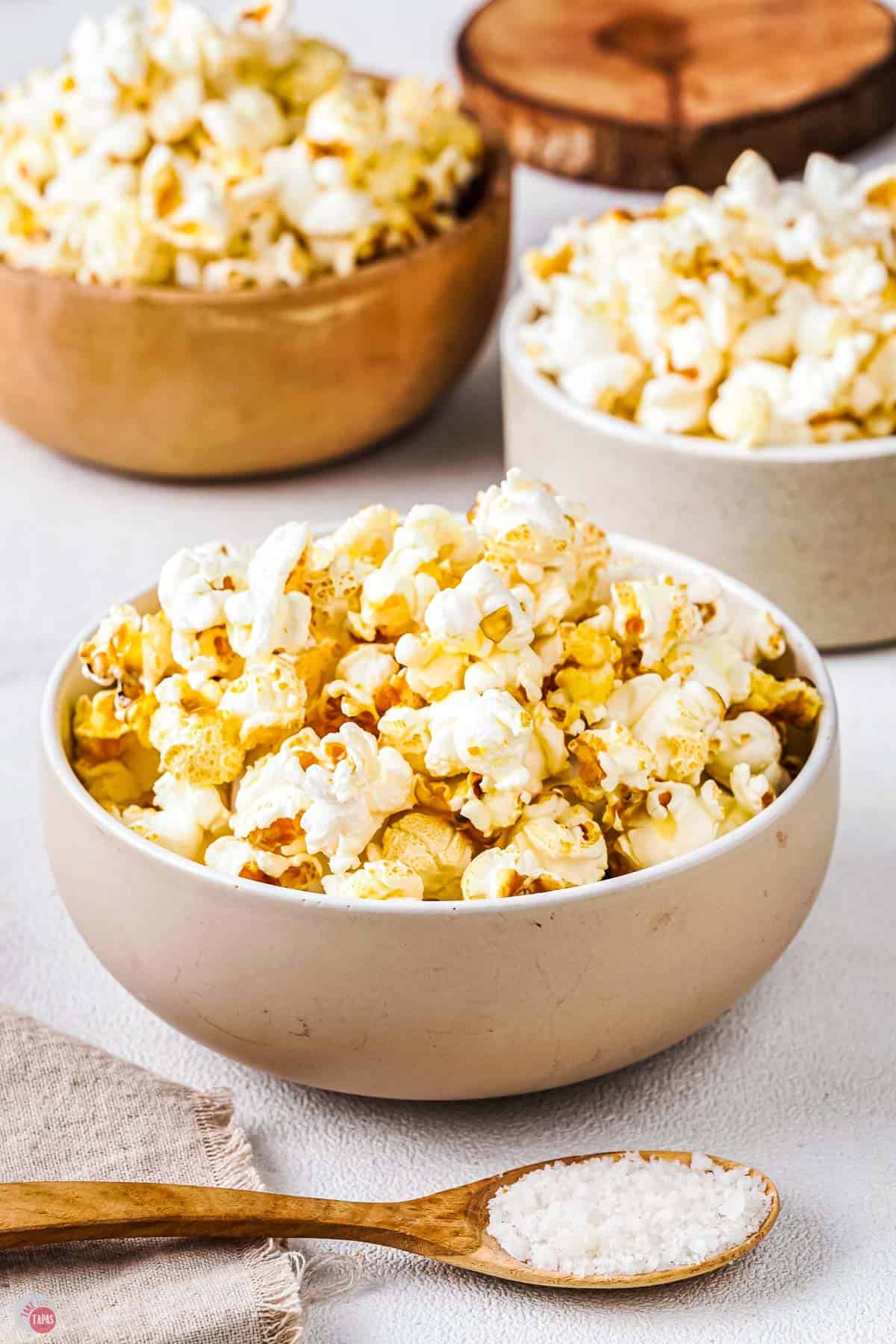 bowl of popcorn with salt and vinegar seasoning