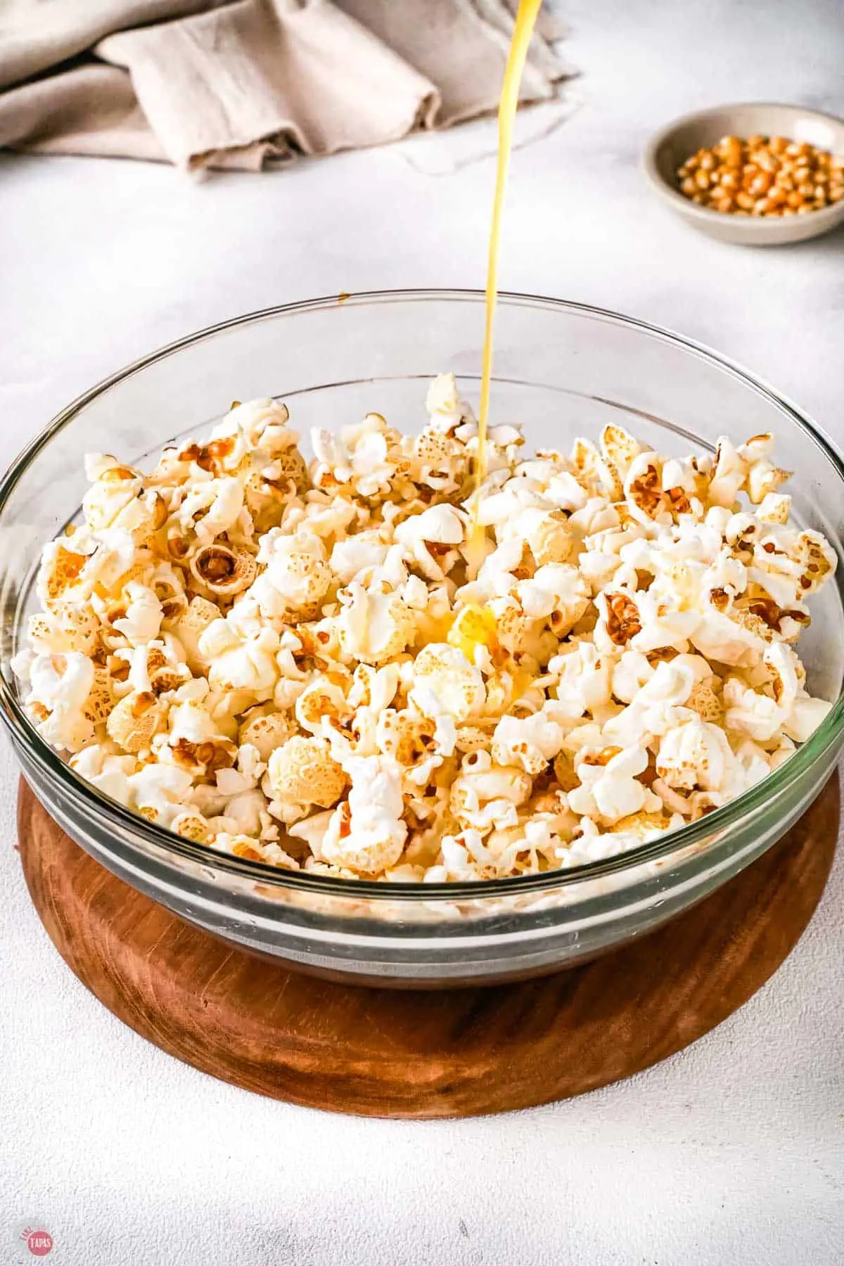 salt and vinegar snack popcorn in a clear bowl