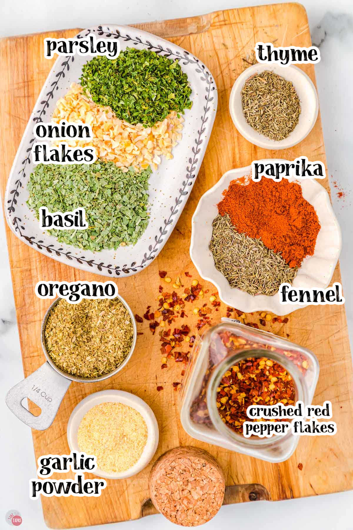 individual ingredients for pizza seasoning