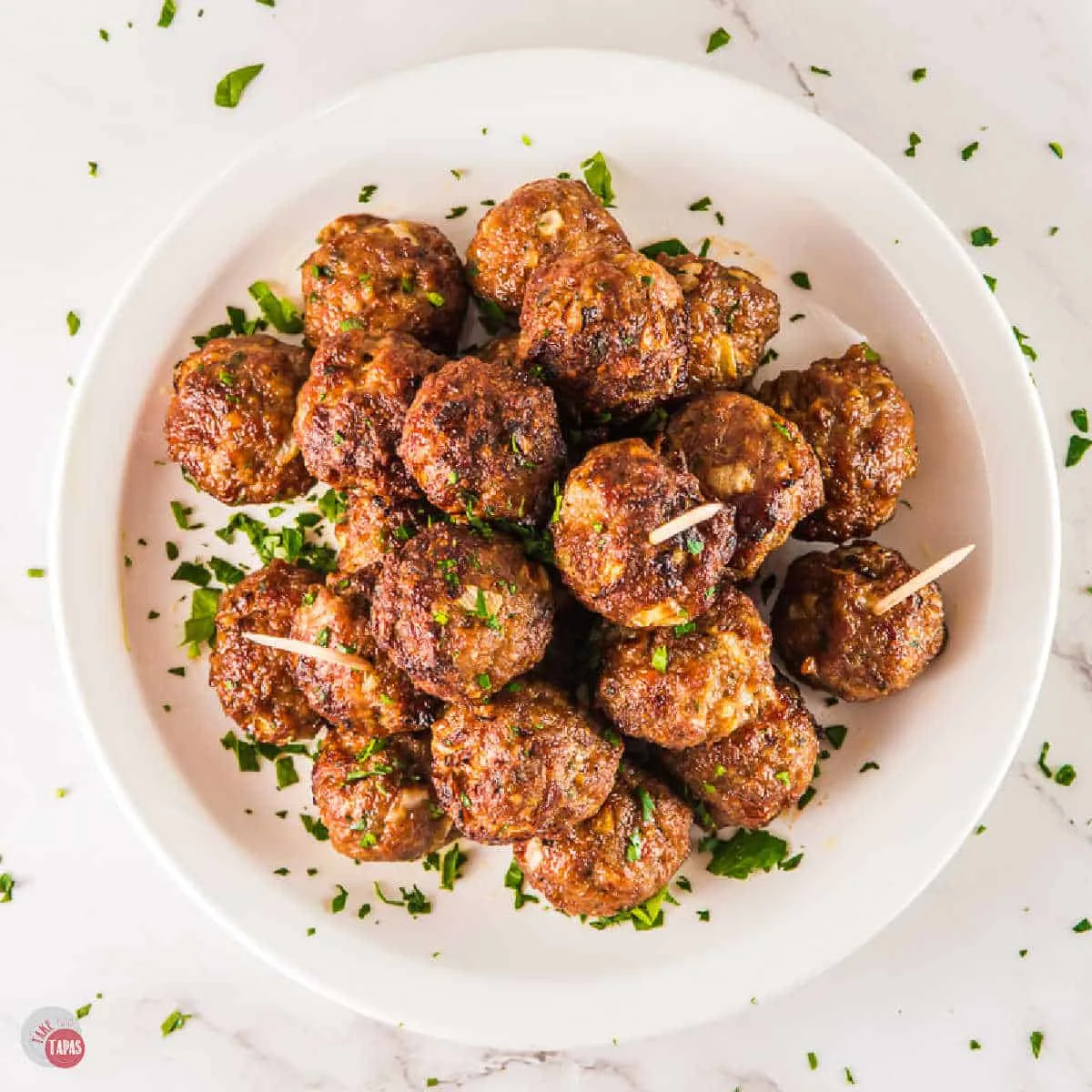 plate of air fryer meatballs