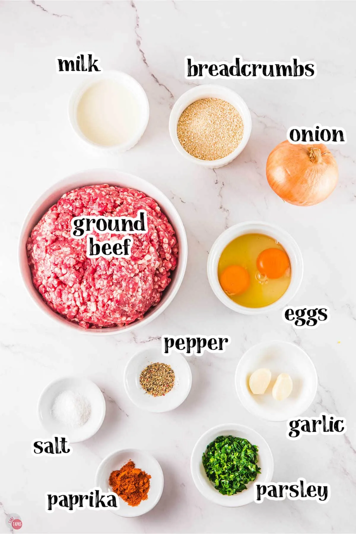 simple ingredients for a recipe in a several bowls