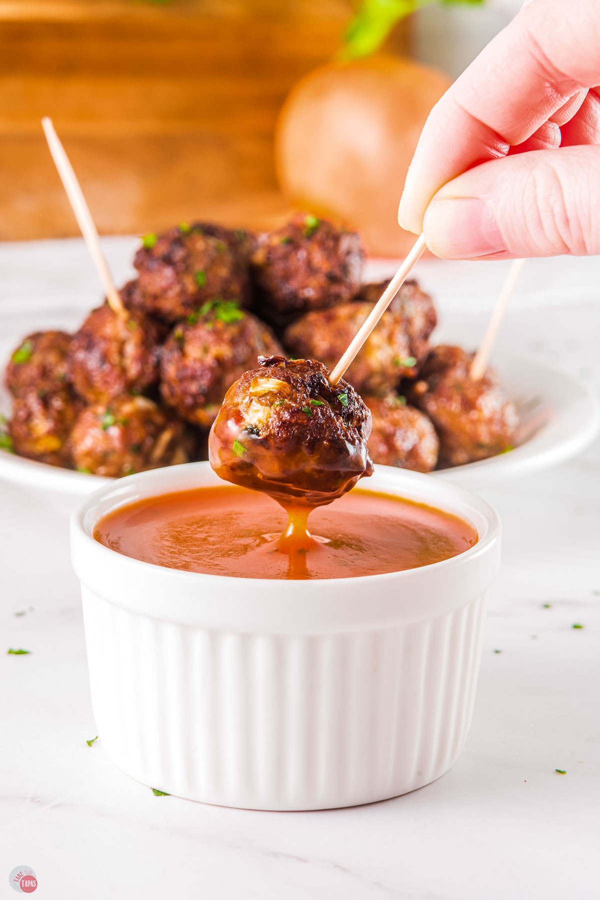 best meatballs come on a toothpick with a dipping sauce