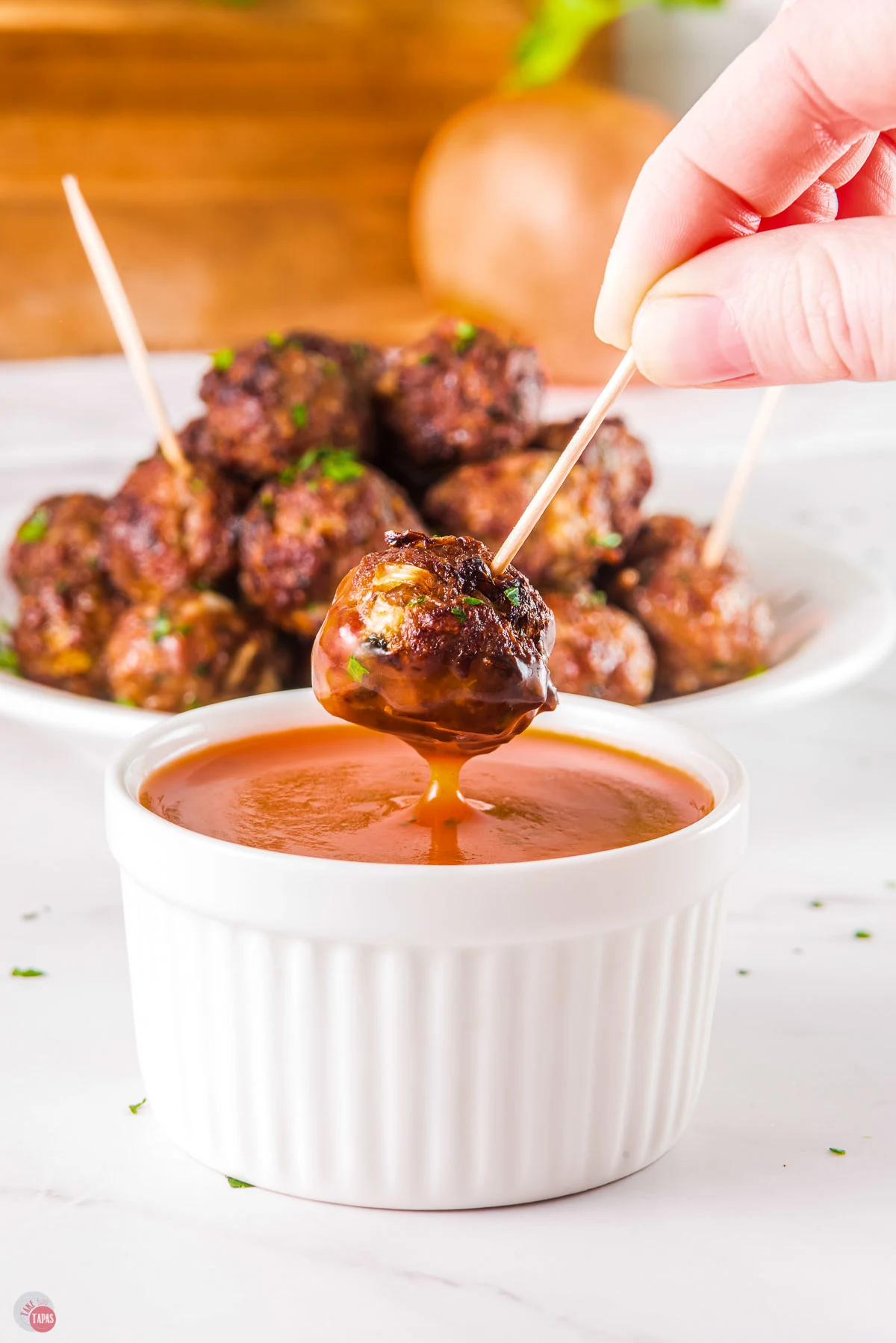 best meatballs come on a toothpick with a dipping sauce