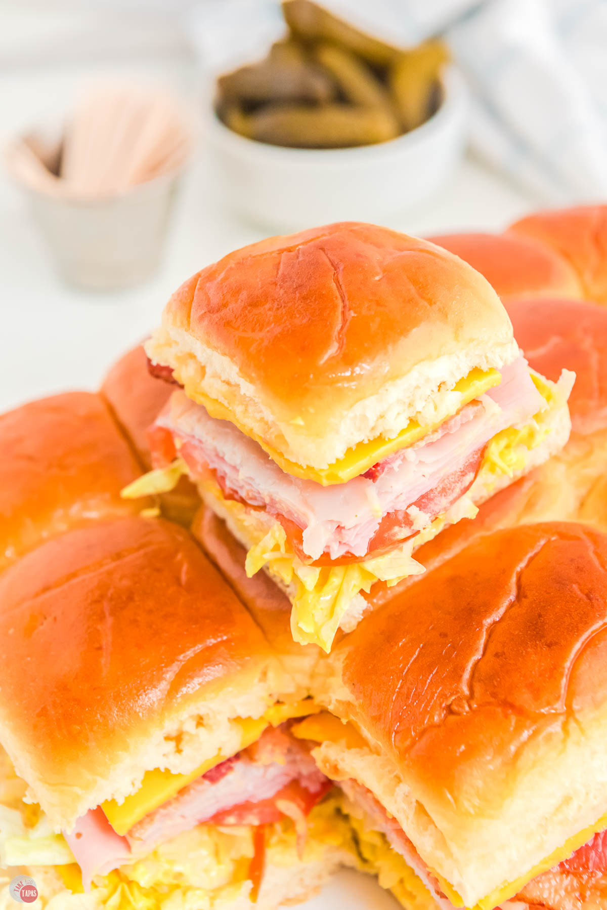 close up of stack of club sliders