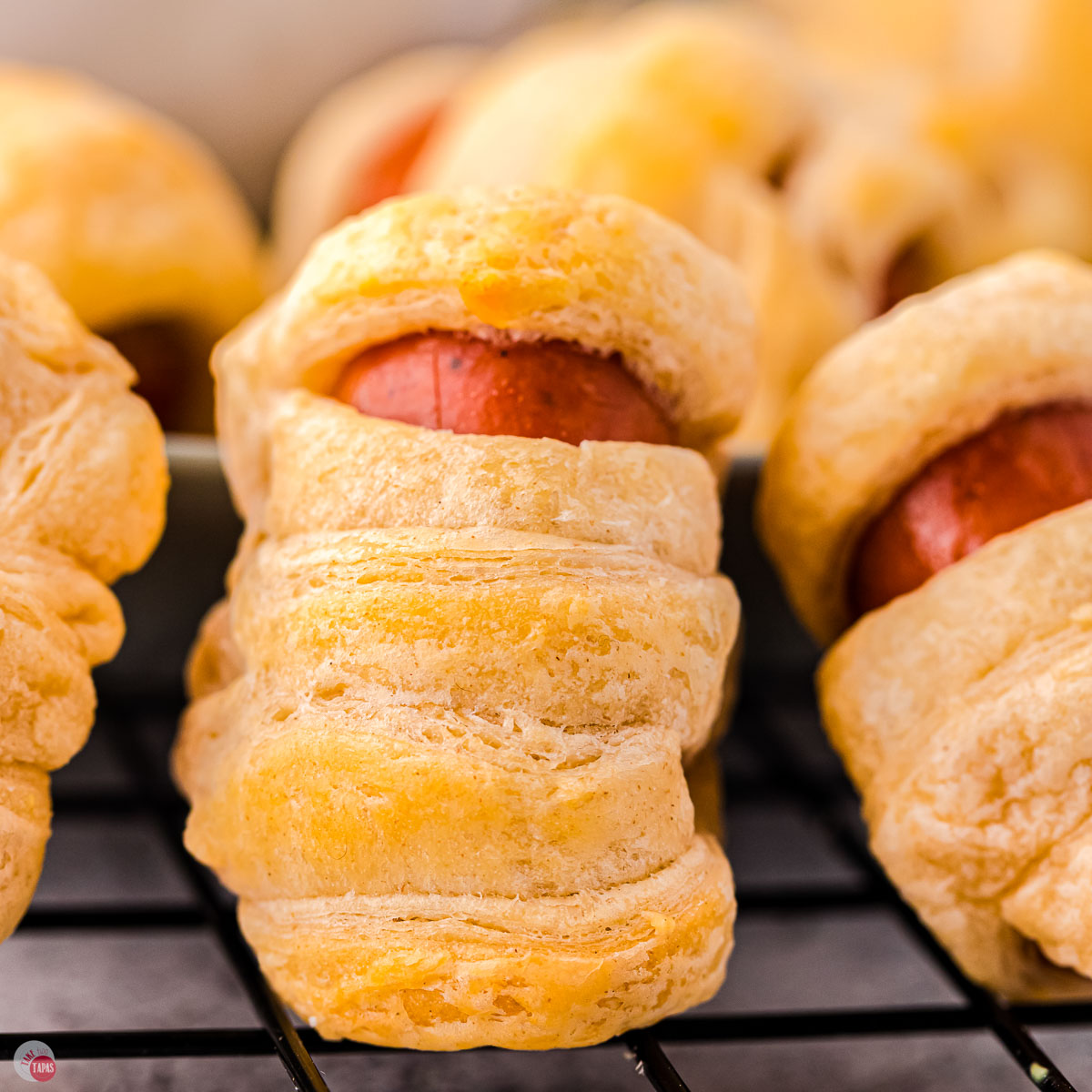 mummy little smokies on a wire rack