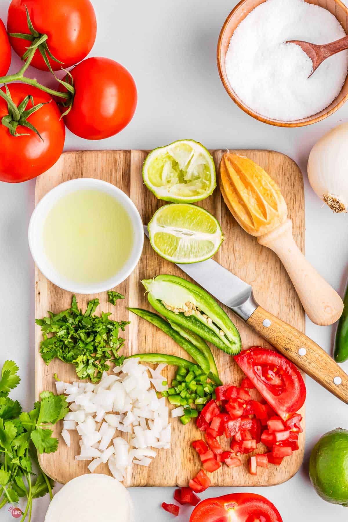 handful of ingredients on a cutting board