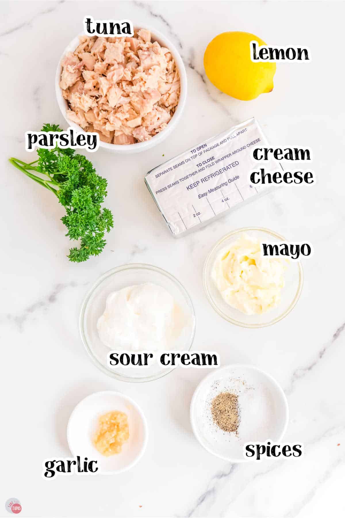 simple ingredients for tuna dip
