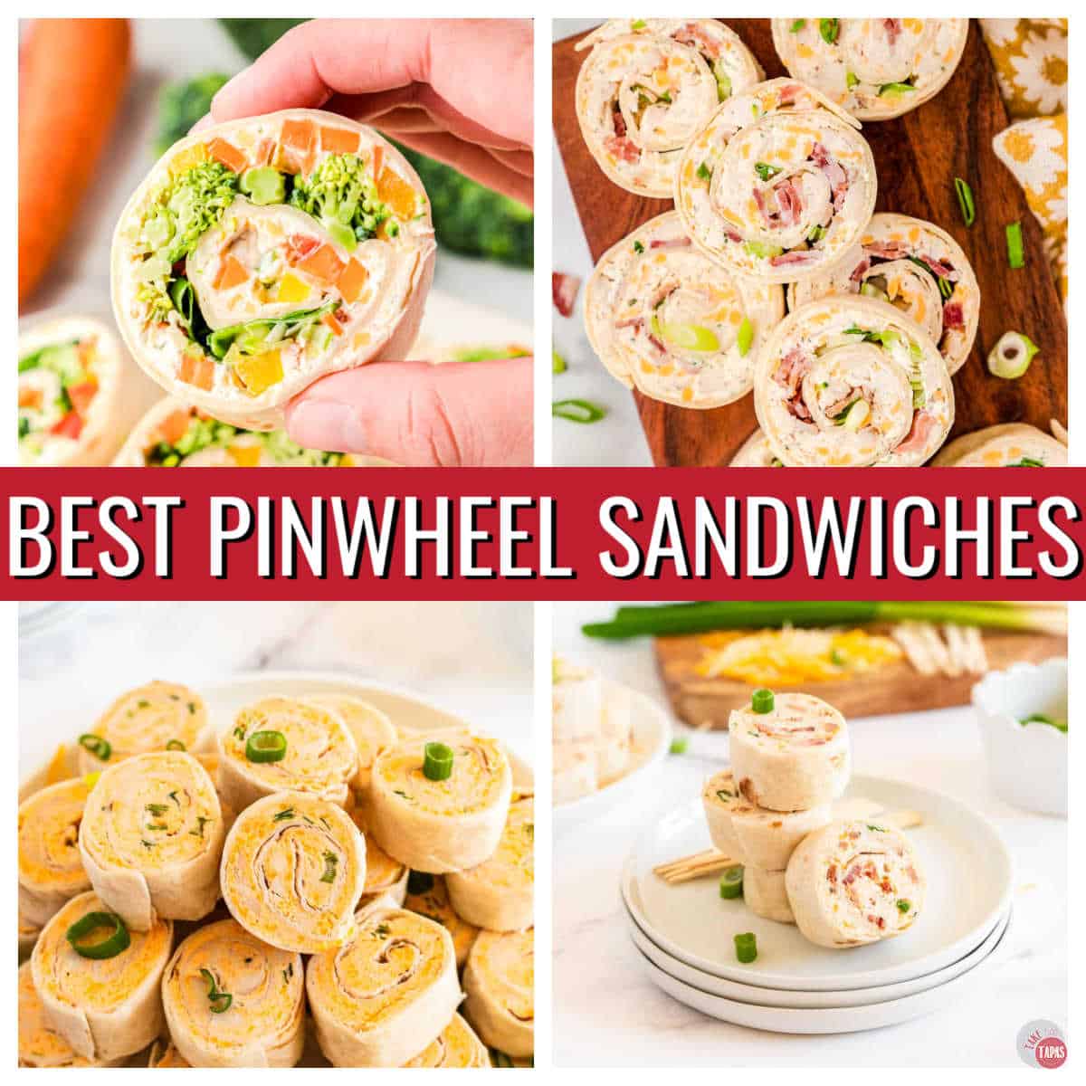 collage of pinwheel sandwiches