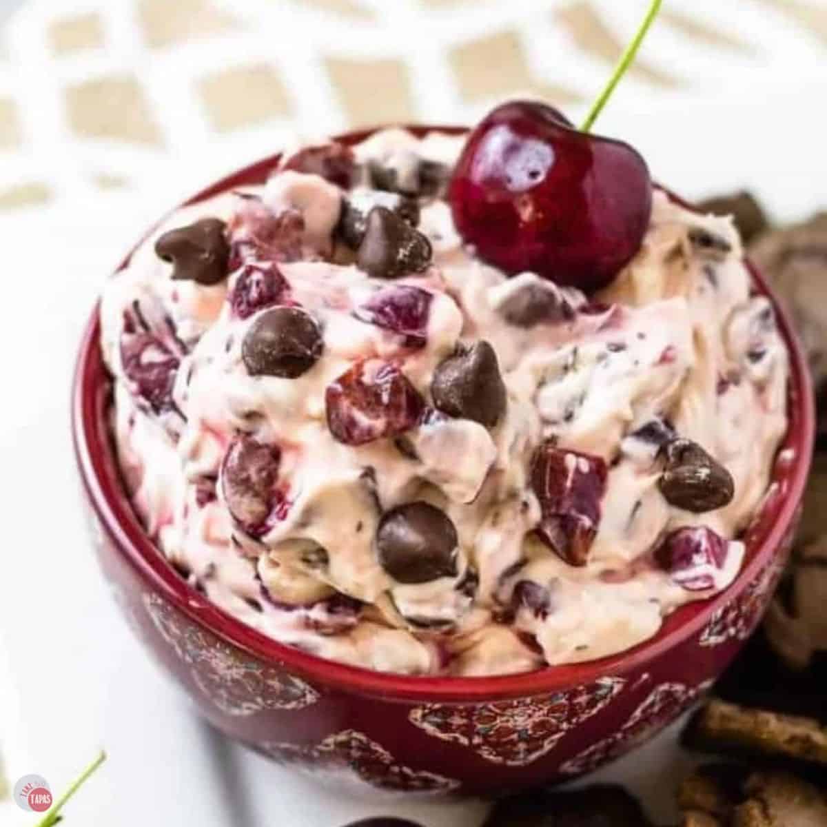 bowl of cherry chocolate dip