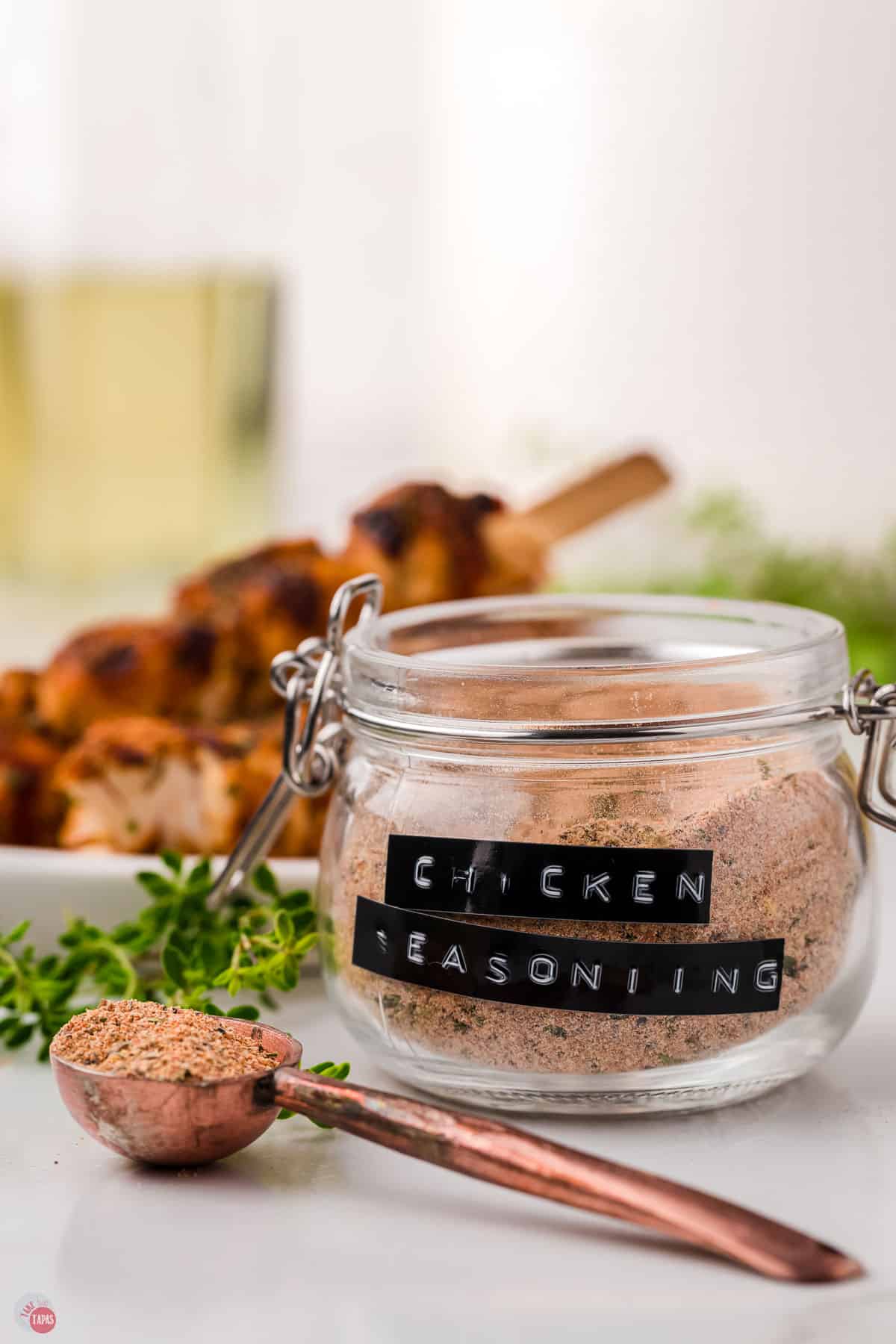 jar of spices with a black label
