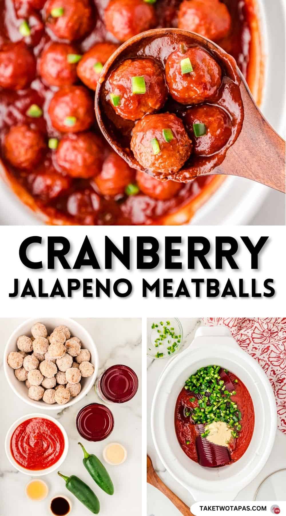 Pinterest pin image for cranberry meatballs