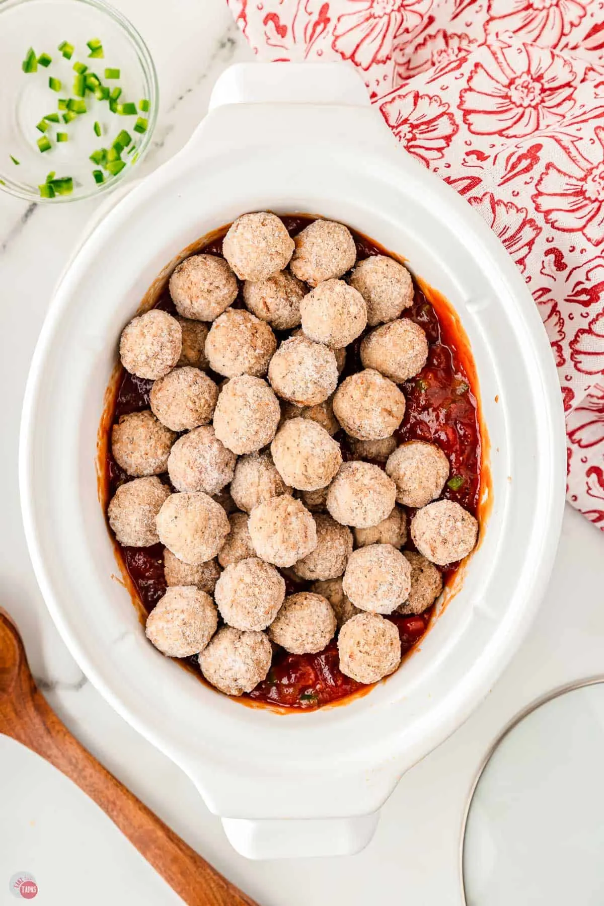 frozen meatballs in a slow cooker