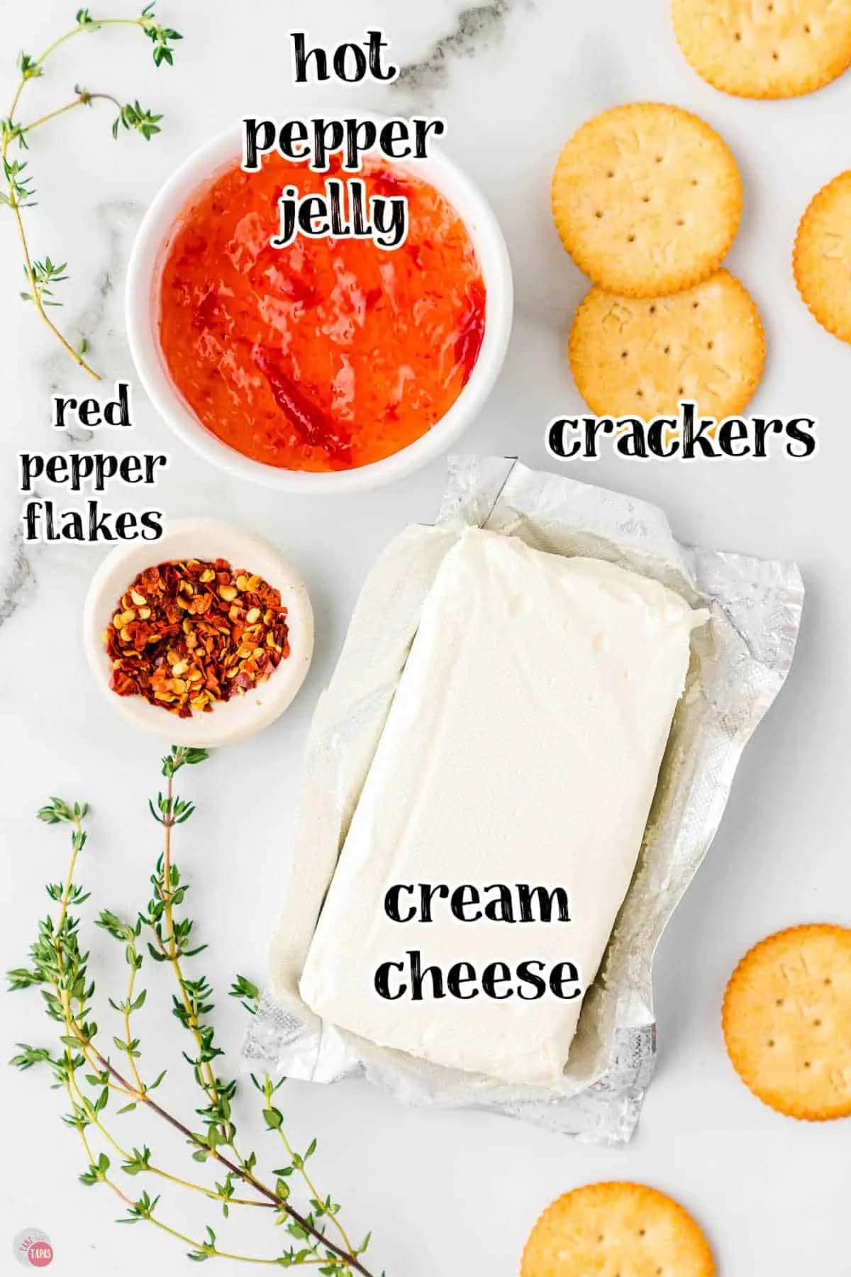 ingredients for the perfect appetizer that include homemade jelly