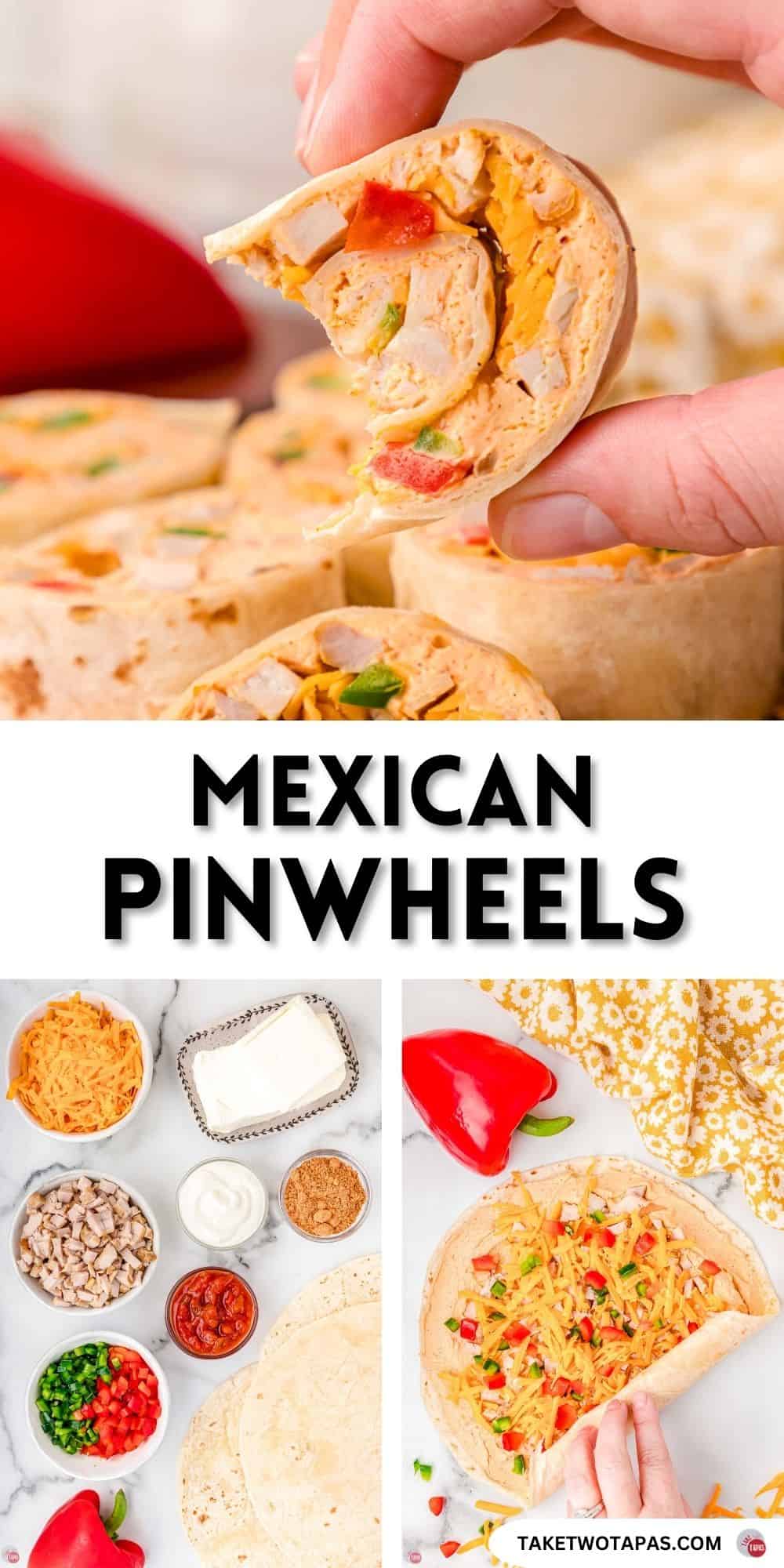 Pinterest pin image for Mexican pinwheel sandwiches